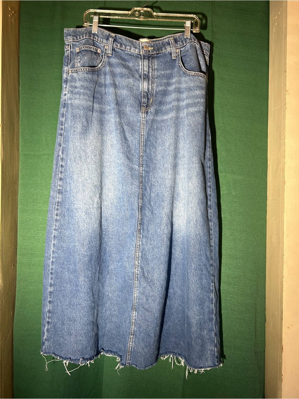 Universal Thread Light Blue Denim Flare Maxi Skirt
